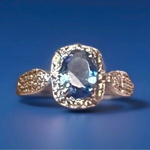 NWT Oval Shape Lab Creates BlueSapphire Ring Size 6